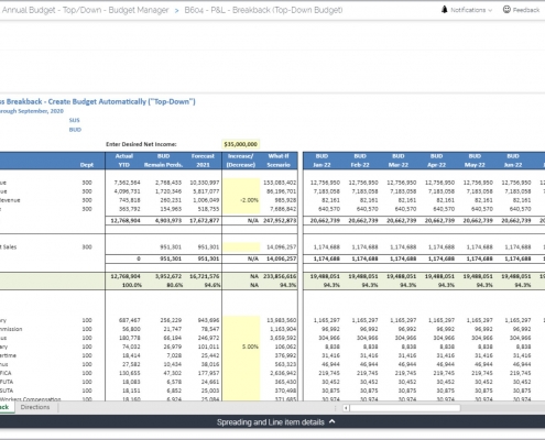 Top-down Profit & Loss Budget Form