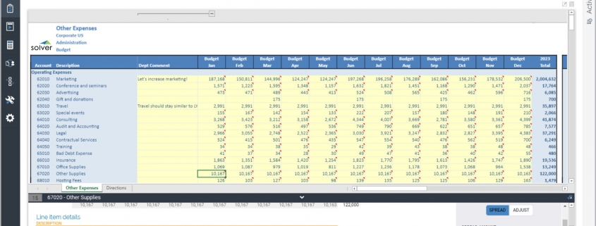 Expense Budget Input Form with Line Item Detail