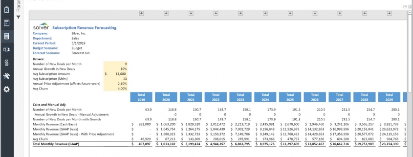 Subscription Revenue Forecast Template Example