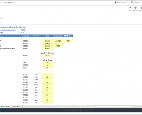 Payroll Budget Assumption Input Form Example