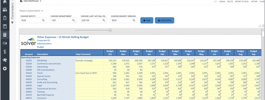 Rolling 12 Month Budget Input Form Example