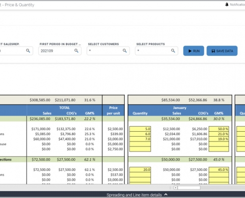 Sales Budget by Sales Rep, Customer and Product - Example