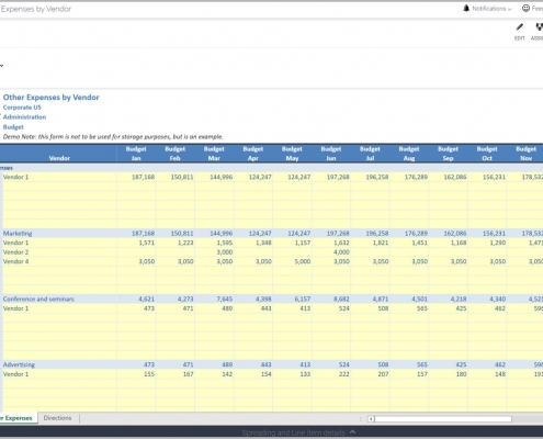 Vendor Expense Budget Input Form Example