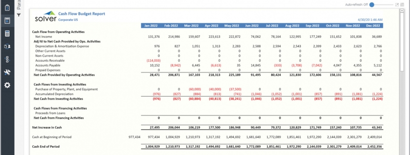 Cash Flow Budget Report Example