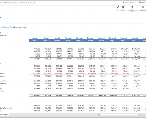 Monthly Balance Sheet Forecast Report Example