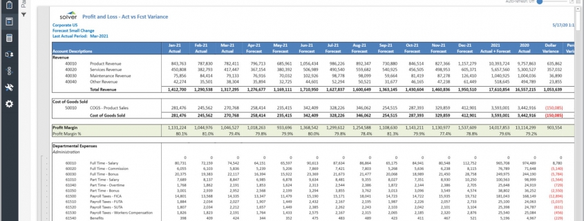 Monthly Profit & Loss Forecast Report Example